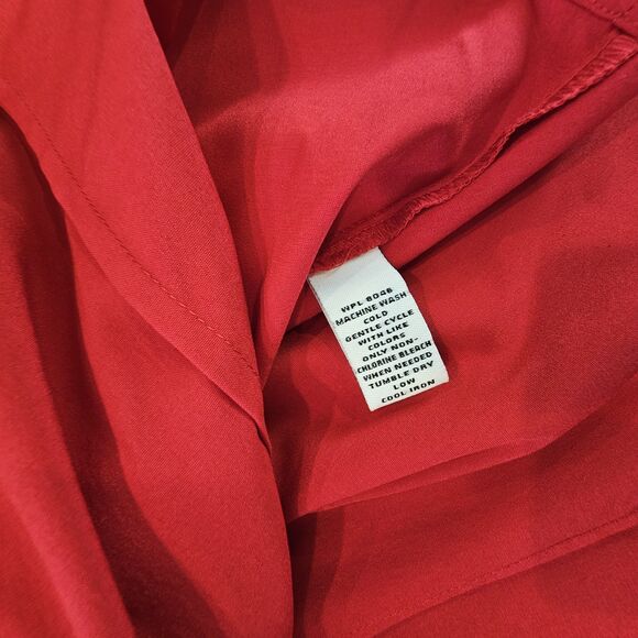 STYLE & CO red ruffle blouse 16 holiday top long sleeve collared workwear office - Picture 9 of 9